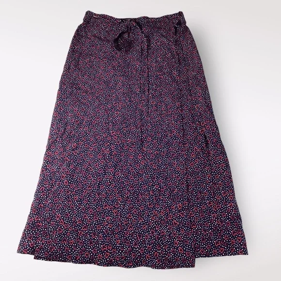 Joules Women’s Wrap Skirt Valentines Day Hearts Sz 10 Navy Red Belt Polka NWT - Picture 1 of 4